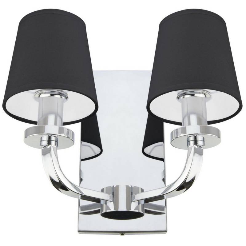 Licht-Erlebnisse Wandleuchte IVELIN, ohne Leuchtmittel, 2-flammig Schwarz Chrom 30 cm breit Stoff Metall für E14 blendarm von Licht-Erlebnisse