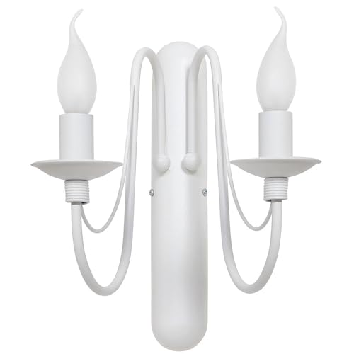 Licht-Erlebnisse Wandleuchte Innen Weiß Metall 2-flammig E14 edel ROSABELLA Lampe Rustikal Wohnzimmer Flur Beleuchtung von Licht-Erlebnisse