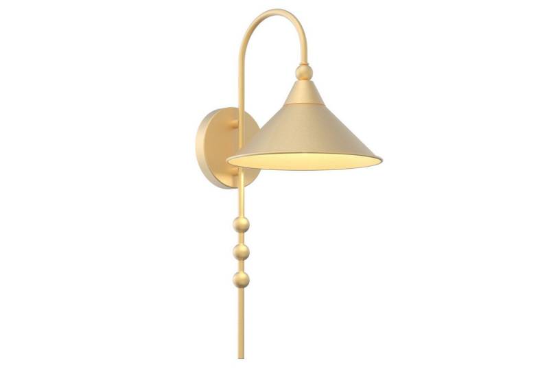 Licht-Erlebnisse Wandleuchte JORUND, ohne Leuchtmittel, Metall E27 50 cm hoch in Gold Loft Design von Licht-Erlebnisse