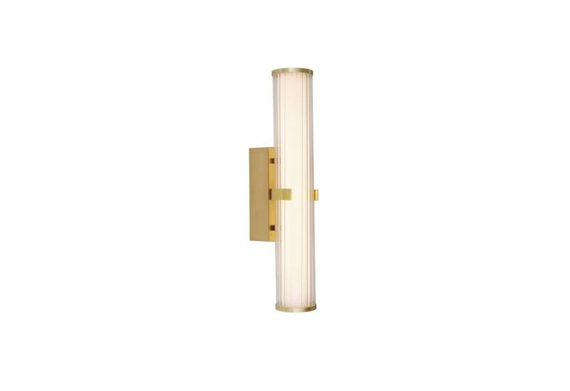 Licht-Erlebnisse Wandleuchte KIERA, LED, Warmweiß, LED IP44 mit Dimmer in Gold Klar/Transparent Glas Metall 3000 K von Licht-Erlebnisse
