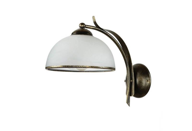 Licht-Erlebnisse Wandleuchte KORFU, ohne Leuchtmittel, Wandleuchte Messing Antik Weiß floral Metall Glas Esszimmer Lampe von Licht-Erlebnisse
