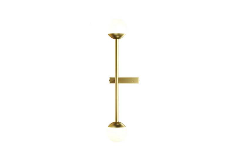 Licht-Erlebnisse Wandleuchte MAVEA, LED fest integriert, Warmweiß, Metall Glas LED mit Dimmer 48 cm hoch Schalter in Messing Weiß 800 lm Licht-Erlebnisse Wandleuchte MAVEA, LED fest integriert, Warmweiß, Metall Glas LED mit Dimmer 48 cm hoch Schalter in Messing Weiß 800 lm von Licht-Erlebnisse