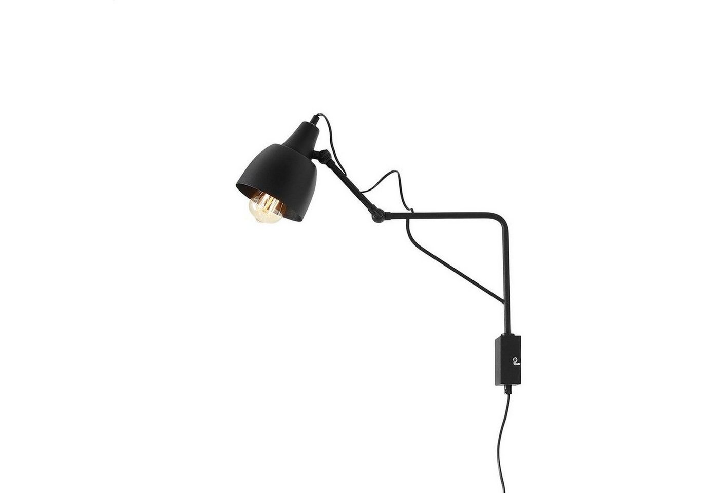 Licht-Erlebnisse Wandleuchte MIDEI, ohne Leuchtmittel, Metall mit Schalter Schwenkarm H: 29 cm Schwarz E27 Kugelschirm von Licht-Erlebnisse