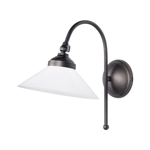 Licht-Erlebnisse Wandleuchte Messing Glas H: 28 cm schwenkbar in Bronze matt Weiß E14 Wandlampe Spot Strahler Wohnzimmer Küche Flur von Licht-Erlebnisse