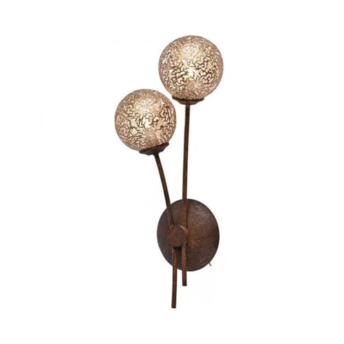 Licht-Erlebnisse Wandleuchte Metall Rostbraun Gold Wohnzimmer Flur Esszimmer H:44 cm G9 2-flammig Kugelschirme Rustikal Landhaus Wandlampe Küche DISSY von Licht-Erlebnisse