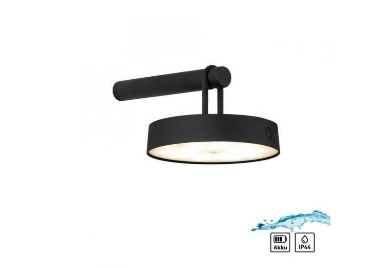 Licht-Erlebnisse Wandleuchte OSWYN, LED fest integriert, Warmweiß, LED Dimmer Touch Funktion IP44 12,8 cm breit mit Schalter Schwarz von Licht-Erlebnisse