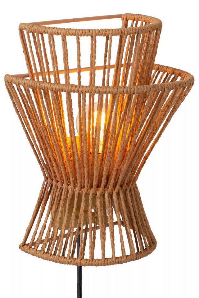 Licht-Erlebnisse Wandleuchte PARUX, ohne Leuchtmittel, mit Schalter 24 cm hoch in Natur Gold E14 Modern von Licht-Erlebnisse