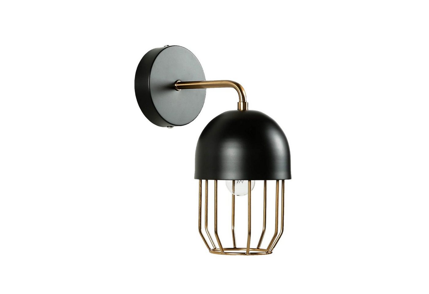 Licht-Erlebnisse Wandleuchte QUIN, ohne Leuchtmittel, Wandlampe Loft Design Metall elegant in Schwarz Gold E14 von Licht-Erlebnisse