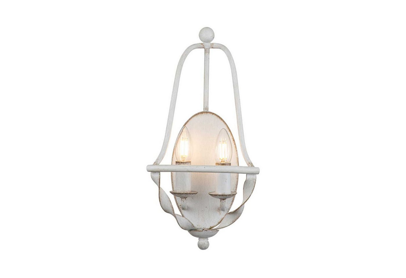 Licht-Erlebnisse Wandleuchte RONDA, ohne Leuchtmittel, Metall E14 41,8 cm hoch Weiß Antik 2-flammig Rustikal Licht-Erlebnisse Wandleuchte RONDA, ohne Leuchtmittel, Metall E14 41,8 cm hoch Weiß Antik 2-flammig Rustikal von Licht-Erlebnisse