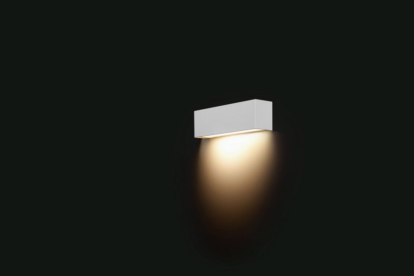 Licht-Erlebnisse Wandleuchte STRAIGHT, ohne Leuchtmittel, Wandlampe Weiß Metall B:26cm kompakt E14 Modern Schlafzimmer von Licht-Erlebnisse