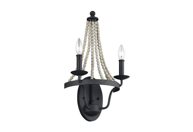 Licht-Erlebnisse Wandleuchte TALVI, ohne Leuchtmittel, Metall H: 49,8 cm dunkles verwittertes Zink Grau Antik 2-flammig von Licht-Erlebnisse