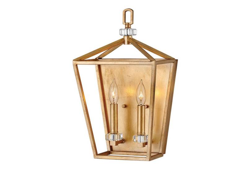 Licht-Erlebnisse Wandleuchte TARIN, ohne Leuchtmittel, Metall E14 43,1 cm hoch in Messing Antik 2-flammig Vintage Kristall von Licht-Erlebnisse