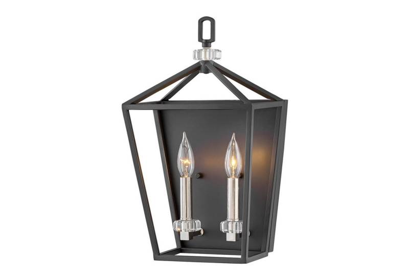 Licht-Erlebnisse Wandleuchte TARIN, ohne Leuchtmittel, Metall E14 H: 43,1 cm Kristall Schwarz Nickel poliert 2-flammig von Licht-Erlebnisse