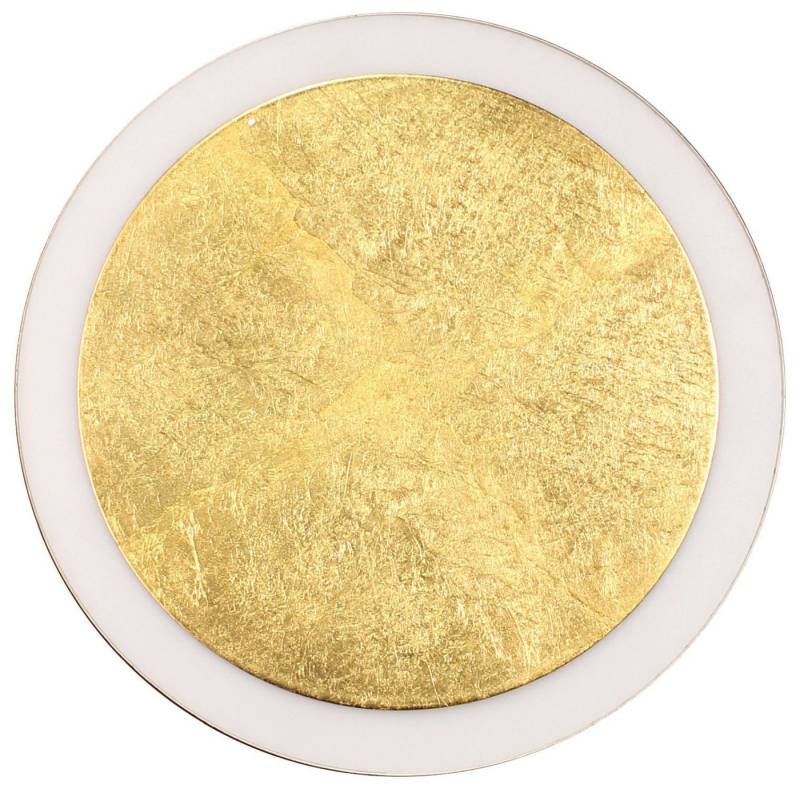 Licht-Erlebnisse Wandleuchte TONGSTEL, LED fest integriert, Neutralweiß, LED Aluminium D: 30 cm B: cm in Schwarz Gold rund 1210 lm Modern von Licht-Erlebnisse