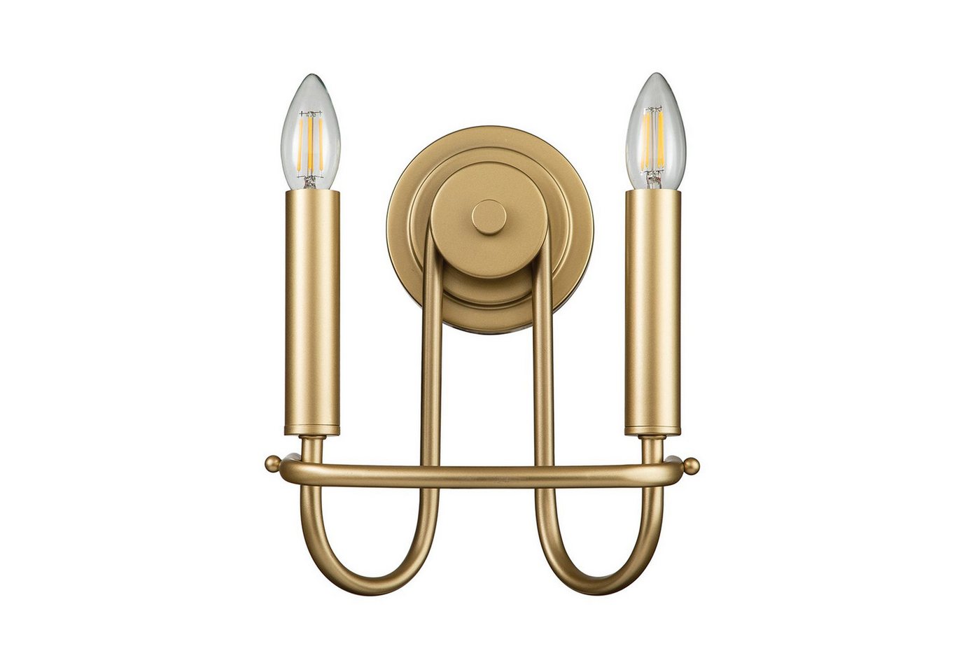 Licht-Erlebnisse Wandleuchte VIGO, ohne Leuchtmittel, Metall H: 27 cm in Messing E14 2-flammig Modern von Licht-Erlebnisse