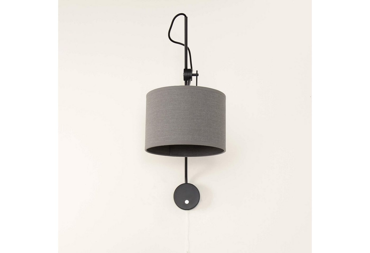 Licht-Erlebnisse Wandleuchte VIPER, ohne Leuchtmittel, XXL Stoffschirm Schwarz Gold E14 mit Schalter H: max. 65 cm von Licht-Erlebnisse