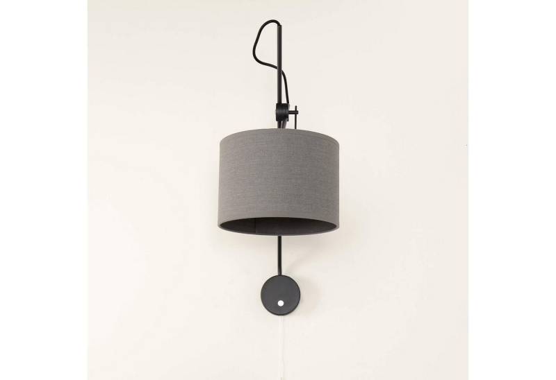 Licht-Erlebnisse Wandleuchte VIPER, ohne Leuchtmittel, XXL Stoffschirm Schwarz Gold E14 mit Schalter H: max. 65 cm von Licht-Erlebnisse