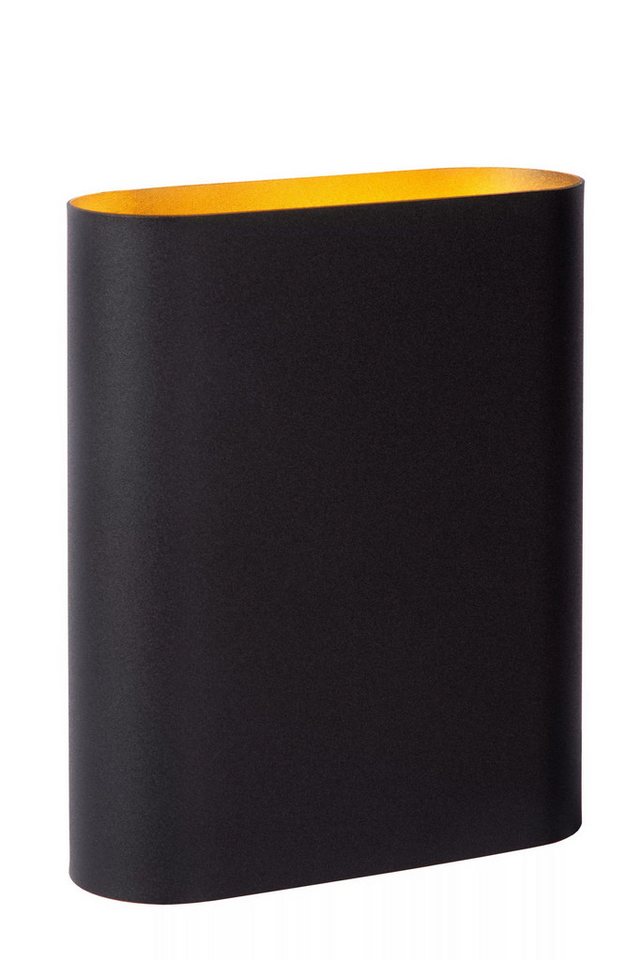 Licht-Erlebnisse Wandleuchte YIRUN, ohne Leuchtmittel, Metall E14 20 cm hoch Up Down in Schwarz Gold 2-flammig länglich von Licht-Erlebnisse