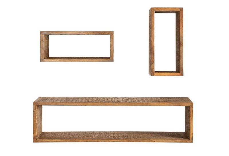 Licht-Erlebnisse Wandregal ERNIE, 3er Set Mangoholz massiv 2x 43 x 19 cm + 94 x 25 cm von Licht-Erlebnisse