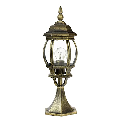 Licht-Erlebnisse Wegeleuchte Aluminium Glas in Gold Antik IP23 Terrasse Garten 50,5 cm klein E27 Rustikale Laterne Landhaus Sockellampe Outdoor BREST Licht-Erlebnisse Wegeleuchte Aluminium Glas in Gold Antik IP23 Terrasse Garten 50,5 cm klein E27 Rustikale Laterne Landhaus Sockellampe Outdoor BREST von Licht-Erlebnisse