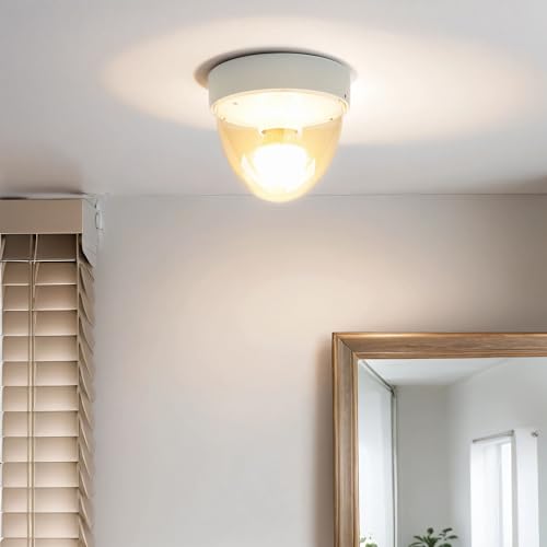 Licht-Erlebnisse Deckenlampe Kunststoff in Weiß IP44 Badezimmer Flur Ø18 cm rund E27 Modern klein Deckenleuchte Wohnzimmer NOOK von Licht-Erlebnisse