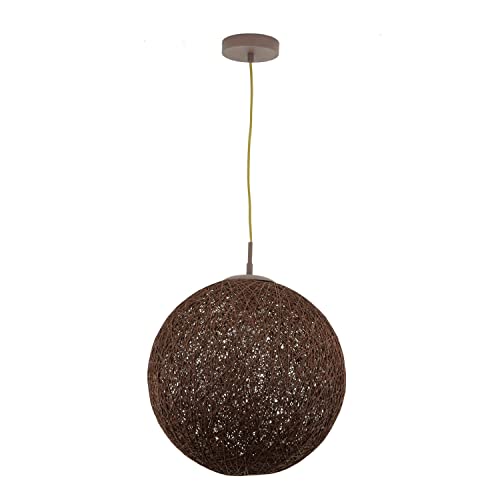 Licht-Erlebnisse Wohnliche Hängelampe TADANO Braun rund Geflecht Ø39cm Modern Kugel Lampe Esszimmer Wohnzimmer von Licht-Erlebnisse