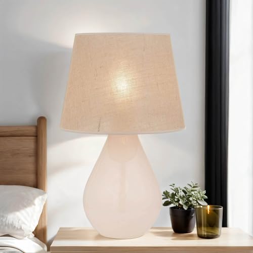 Licht-Erlebnisse XL Tischleuchte Vasenlampe in aus Glas & Jute in Ecru-Braun mit Kabelschalter H:67cm für Wohnzimmer Schlafzimmer Nachttischlampe Vasenleuchte von Licht-Erlebnisse