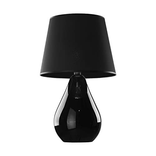 Licht-Erlebnisse XL Tischleuchte Vasenlampe in aus Glas & Stoff in Schwarz mit Kabelschalter H:67cm für Wohnzimmer Schlafzimmer Nachttischlampe Vasenleuchte von Licht-Erlebnisse