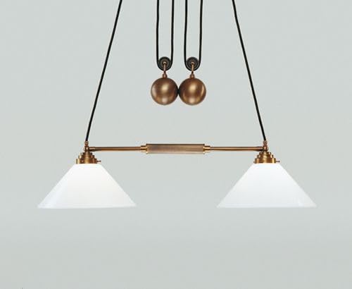 Licht-Erlebnisse XXL Hängelampe Messing Glas in Berliner Messing Wohnzimmer Esstisch 83 cm E27 Jugendstil 2-flammig höhenverstellbar blendarme Pendelleuchte Esszimmer von Licht-Erlebnisse