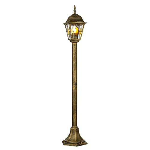 Licht-Erlebnisse.de Edle Standleuchte Stehlampe in antik-gold Tiffany-Glas Hoflampe Außenleuchte Gartenleuchte 8185 IP43 von Licht-Erlebnisse