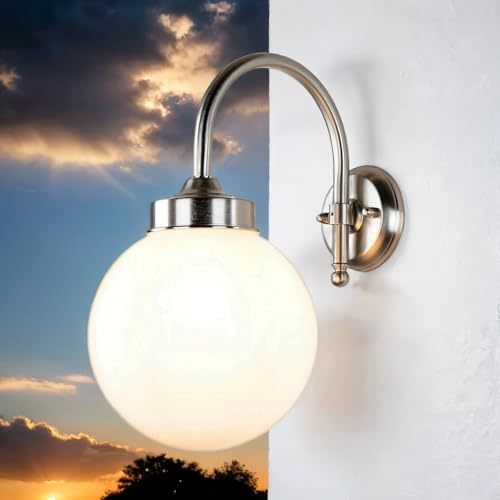 Massive Messinglampe in Weiß Nickel Kugel Schirm blendarm rostfrei IP43 Außenwandleuchte Hof Haus Massive Messinglampe in Weiß Nickel Kugel Schirm blendarm rostfrei IP43 Außenwandleuchte Hof Haus von Licht-Erlebnisse