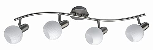 Moderne Deckenleuchte in weiß silbern 4x E14 bis 40 Watt 230V Deckenlampe aus Satiniertes Glas & Metall Wohnzimmer Schlafzimmer Flur Lampe Leuchten Beleuchtung innen von Licht-Erlebnisse