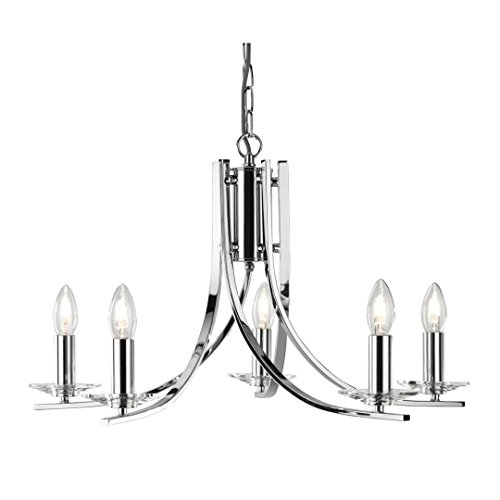 Moderne Hängeleuchte in Chrom 5xE14 bis zu 60 Watt 230V aus Metall & Glas Schlafzimmer Wohnzimmer Esszimmer Lampen Leuchte Beleuchtung innen von Licht-Erlebnisse