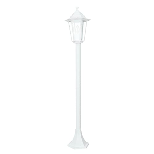 Licht-Erlebnisse Stehleuchte Außen Aluminium Glas Weiß IP44 Garten H:105 cm E27 Laterne Rustikal nostalgische Wegeleuchte Outdoor PARIS von Licht-Erlebnisse