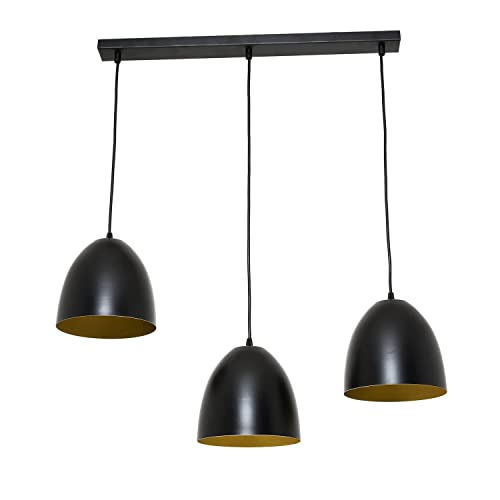 Hängelampe aus Metall in Schwarz Gold für Esstisch Wohnzimmer L:70 cm E27 Retro Design Industrial Pendelleuchte Küche Esszimmer von Licht-Erlebnisse