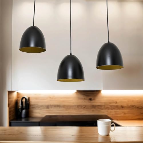 Hängelampe aus Metall in Schwarz Gold für Esstisch Wohnzimmer L:70 cm E27 Retro Design Industrial Pendelleuchte Küche Esszimmer von Licht-Erlebnisse