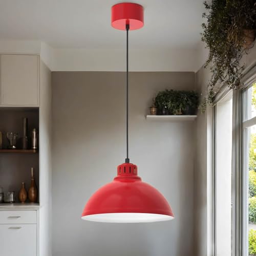 Pendelleuchte Metall Rot Weiß Küche Wohnzimmer Ø30 cm E27 Loft dekorativ akzentuiert runde Hängelampe Esstisch BELLINDRIS Pendelleuchte Metall Rot Weiß Küche Wohnzimmer Ø30 cm E27 Loft dekorativ akzentuiert runde Hängelampe Esstisch BELLINDRIS von Licht-Erlebnisse