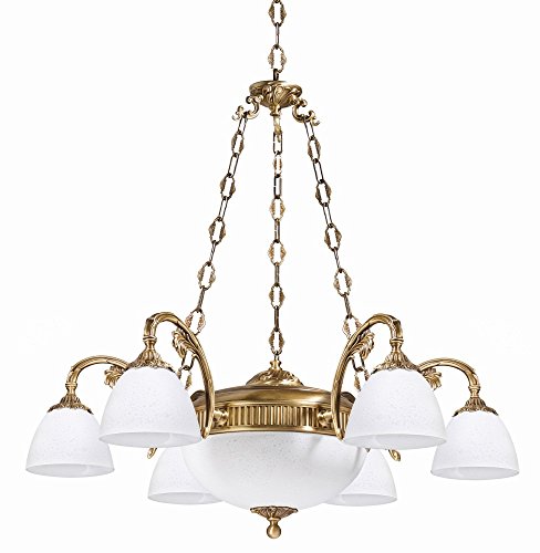 Premium Kronleuchter aus Messing Hängeleuchte Jugendstil Glas Wohnzimmer Esszimmer Lampe Leuchte Beleuchtung Pendellampe von Licht-Erlebnisse