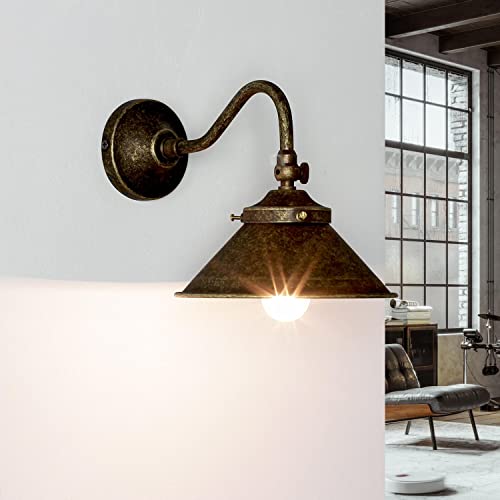 Licht-Erlebnisse Premium Wandleuchte Echt-Messing in Bronze Antik matt Schlafzimmer Wohnzimmer B:15 cm E14 bis 60 W Industrial flexible Wandlampe Flur von Licht-Erlebnisse