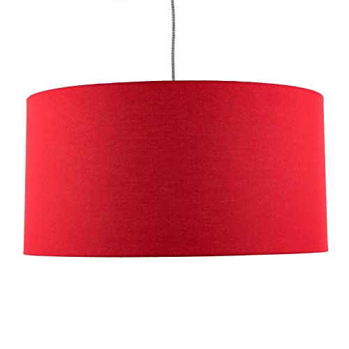 Roter Lampenschirm Stoff groß 60 cm rund Zylinder für Hängelampe Hängeleuchte Leuchtenschirm von Licht-Erlebnisse