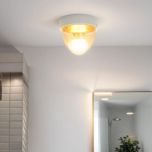 Licht-Erlebnisse Deckenleuchte Kunststoff in Weiß Gold IP44 Badezimmer Flur Ø18 cm rund E27 Modern klein Deckenlampe Wohnzimmer NOOK Licht-Erlebnisse Deckenleuchte Kunststoff in Weiß Gold IP44 Badezimmer Flur Ø18 cm rund E27 Modern klein Deckenlampe Wohnzimmer NOOK von Licht-Erlebnisse