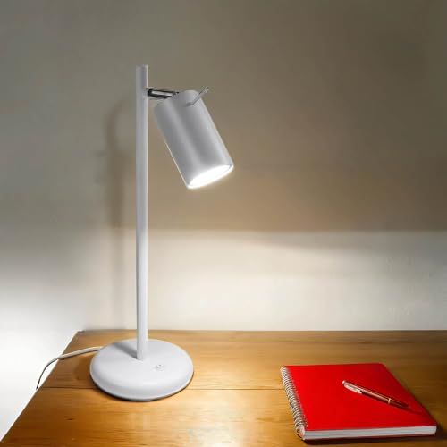 Schreibtischlampe Weiß Metall 43 cm hoch schwenkbar verstellbar GU10 Tischleuchte Arbeitsplatz Schreibtisch von Licht-Erlebnisse