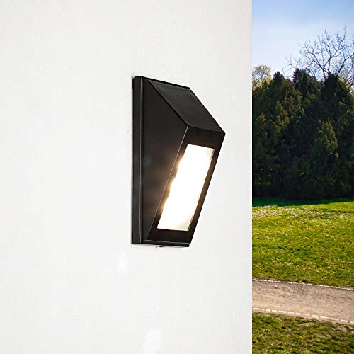 Licht-Erlebnisse Schwarze LED Wandleuchte Außen Metall IP44 2700K warmweiß Außenlampe Haus Hof Garten DUNDEE von Licht-Erlebnisse