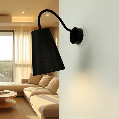Schwarze Wandleuchte mit beweglichem Flexarm Schalter an Leuchte Modern stylisch BANTA Leselampe Wand Bett von Licht-Erlebnisse