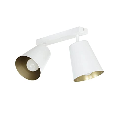 Deckenstrahler Spot 2-flammig Metall in weiß gold schwenkbar 2x E27 Flur Schlafzimmer Küche Innen Deckenleuchte Deckenlampe von Licht-Erlebnisse