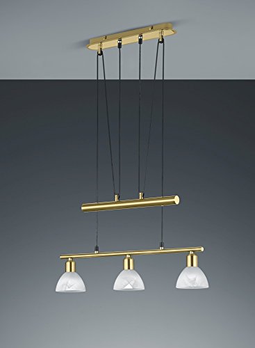 Stilvolle Hängeleuchte in Messing matt Alabaster 3x E14 bis zu 6 Watt 230V aus Metall & Glas warmweißes Licht Schlafzimmer Wohnzimmer Lampe Leuchten innen Beleuchtung von Licht-Erlebnisse