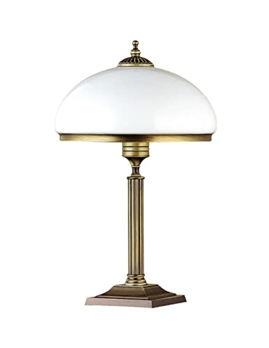 Licht-Erlebnisse XL Tischleuchte aus Metall & Glas in Messing Antik H:50cm Qualitätsprodukt EU E27 Jugendstil für Wohnzimmer Schlafzimmer Nachttisch Lampe von Licht-Erlebnisse