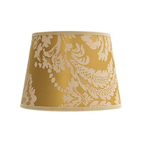 Lampenschirm E14 Ø19,5cm aus Stoff gold-braun floral Blumenmuster konisch für Tischlampen Vintage Look Ersatzschirm für Nachttischlampen von Licht-Erlebnisse