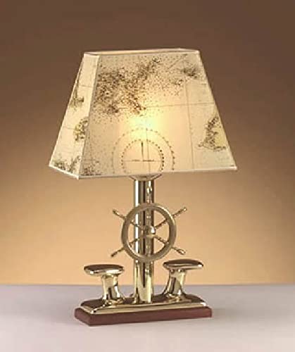 Tischlampe NAUSICA aus Messing Papier Schirm H: 33cm maritime Lampe Tischleuchte Schreibtisch von Licht-Erlebnisse