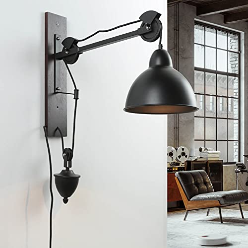 Licht-Erlebnisse Wandlampe Holz Metall verstellbar E14 Natur Schwarz Industrie Design Wandleuchte Wohnzimmer BROCK von Licht-Erlebnisse